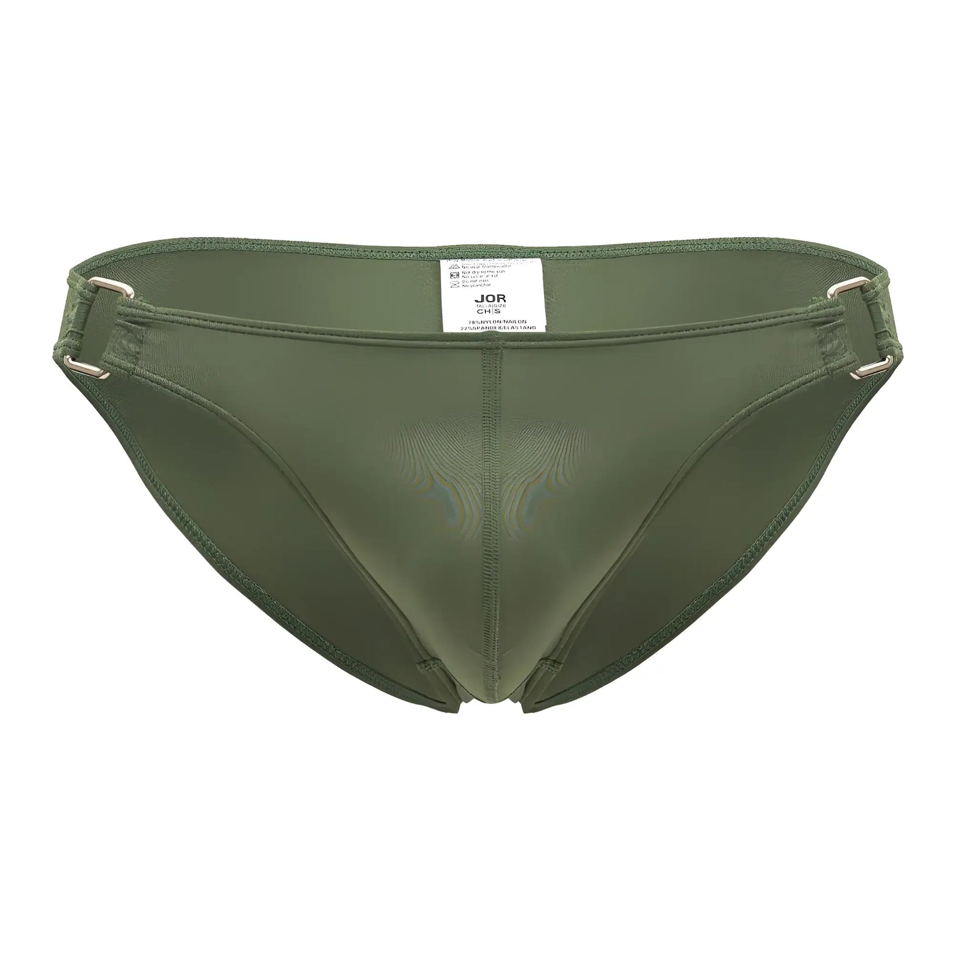 Olive green jor 2072 titan bikini briefs with metallic side clasps in lightweight fabric for comfortable wear