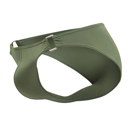 Olive green neoprene swim briefs jor 2072 titan bikini with sleek design and silver-toned metal clasps