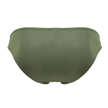Olive green textured fabric bikini bottom jor 2072 titan bikini showing front view for swimwear use