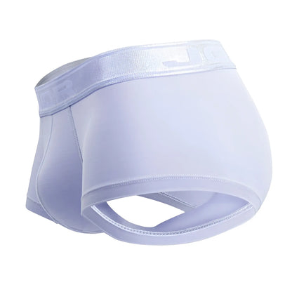 White men’s briefs jor 2140 element trunks in light blue with subtle sheen and elastic waistband with brand logo