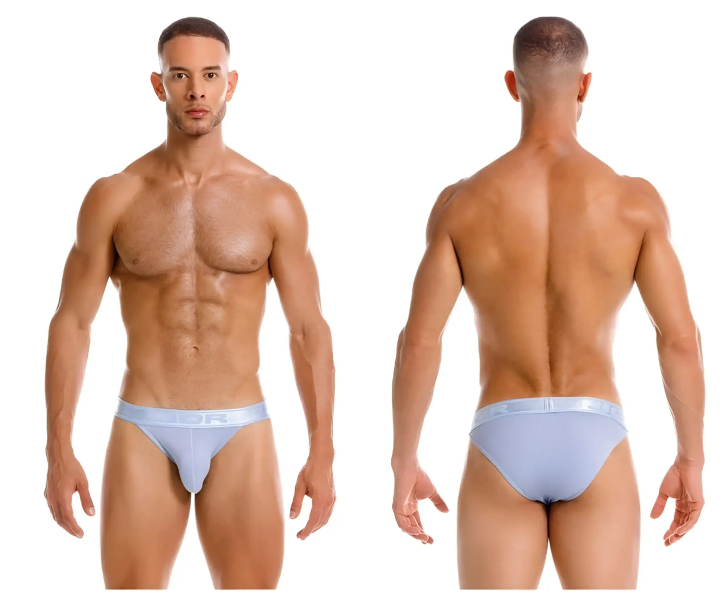 Light blue jor 2142 element bikini men’s briefs with smooth stretchy fabric and subtle logo on the waistband