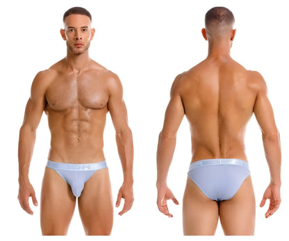 Light blue jor 2142 element bikini men’s briefs with smooth stretchy fabric and subtle logo on the waistband