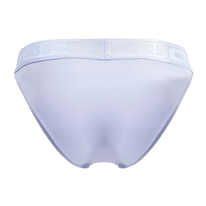 Jor 2142 element bikini light blue light purple men’s briefs with matching elastic waistband and embossed lettering