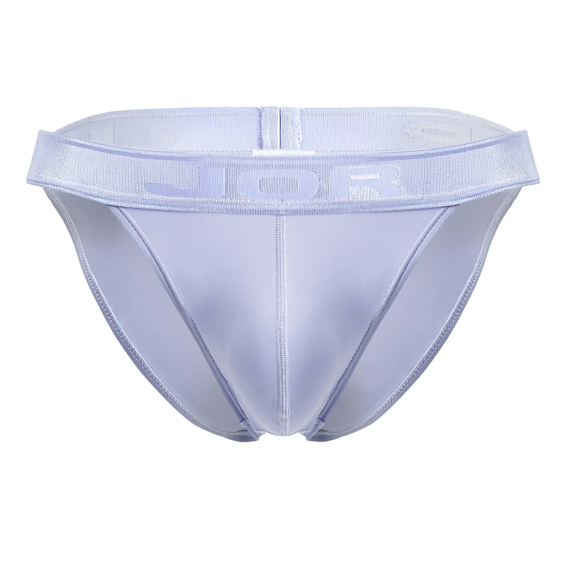 Light blue jor 2142 element bikini briefs made of light purple mesh with subtle jdr logo on the waistband