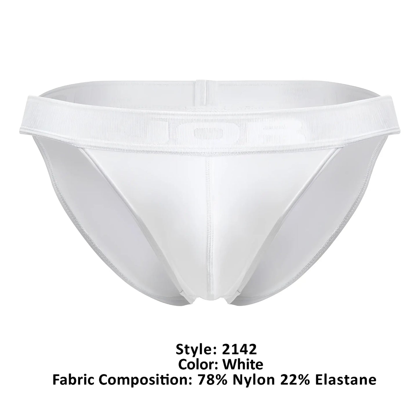 White jor 2142 element bikini briefs made of 78% nylon and 22% elastane with a smooth supportive waistband