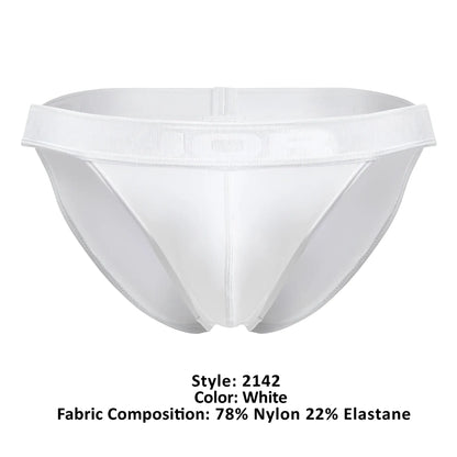 White jor 2142 element bikini briefs made of 78% nylon and 22% elastane with a smooth supportive waistband