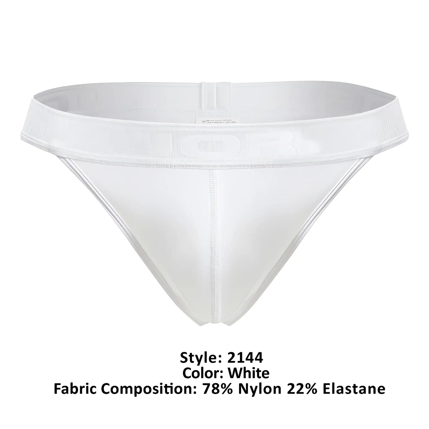 White jor 2144 element thongs men’s briefs made of 78% nylon and 22% elastane with a smooth supportive waistband