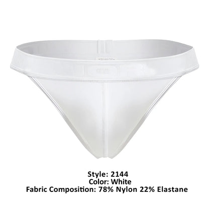 White jor 2144 element thongs men’s briefs made of 78% nylon and 22% elastane with a smooth supportive waistband