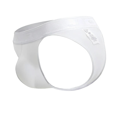 White jor 2144 element thong briefs with smooth stretchy fabric and elastic waistband front view
