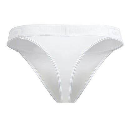 White sheer mesh thong with wide elastic waistband featuring subtle branding jor 2144 element thongs color white