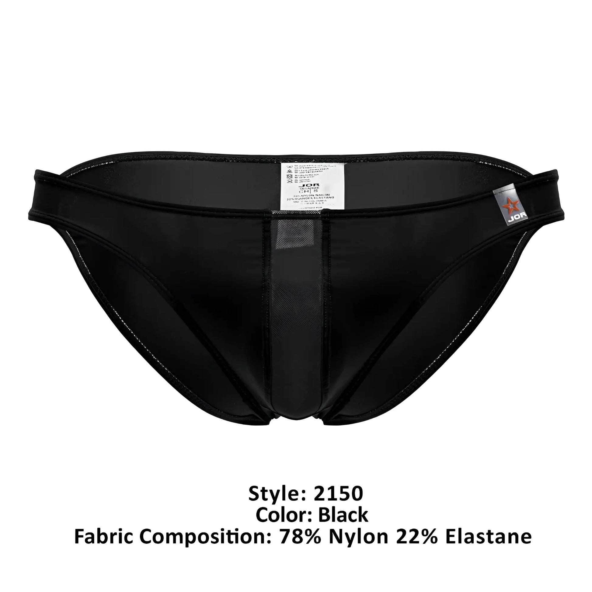 Black jor 2150 apolo bikini briefs with sleek form fitting design made of 78 nylon and 22 elastane