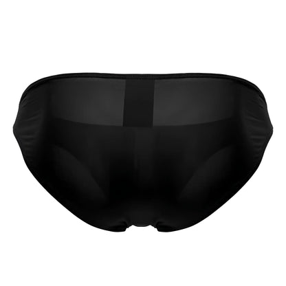 Black sheer mesh briefs with a solid black waistband jor 2150 apolo bikini front view
