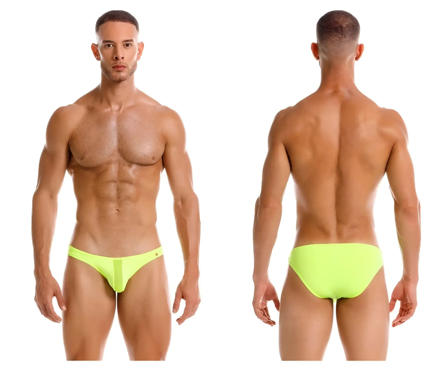 Neon green jor 2150 apolo bikini briefs made of soft fabric ideal for comfortable everyday wear showing front side