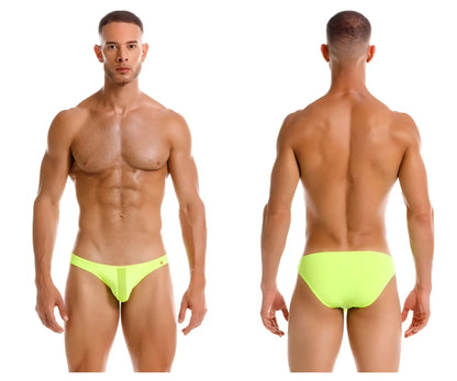 Neon green jor 2150 apolo bikini briefs made of soft fabric ideal for comfortable everyday wear showing front side