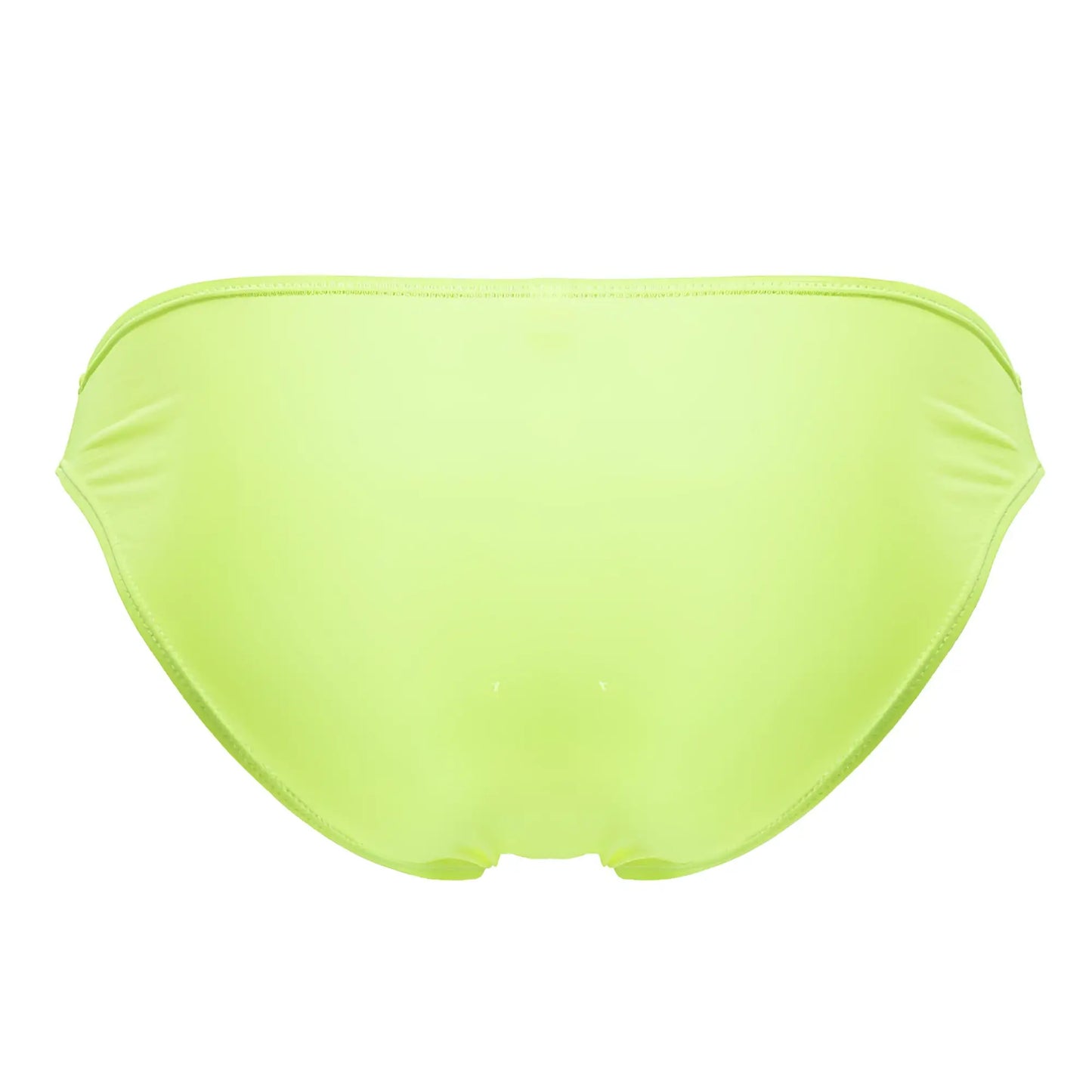 A sleek neon yellow jor 2150 apolo bikini bottom with smooth stretchy fabric and minimalist design shown from the back