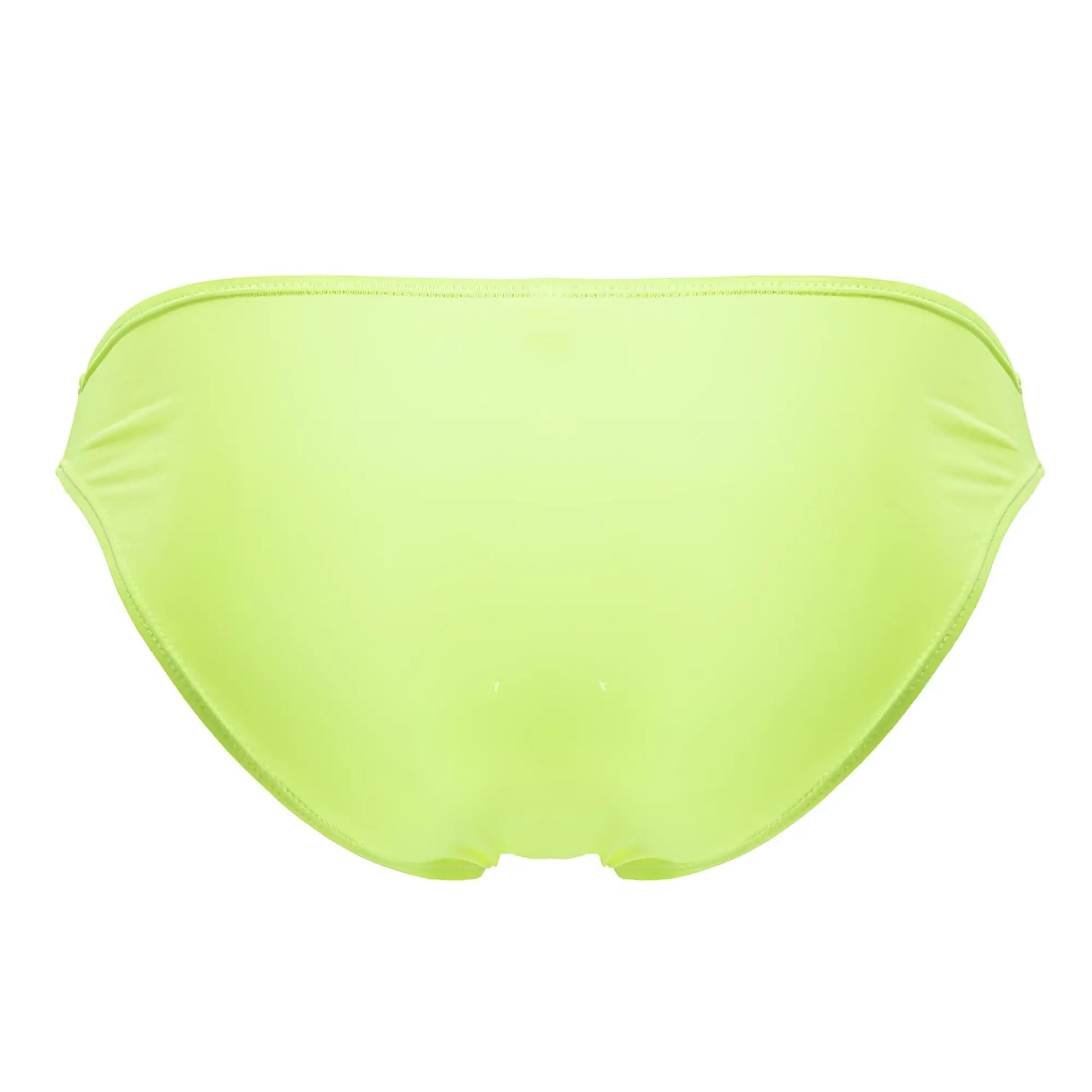 A sleek neon yellow jor 2150 apolo bikini bottom with smooth stretchy fabric and minimalist design shown from the back