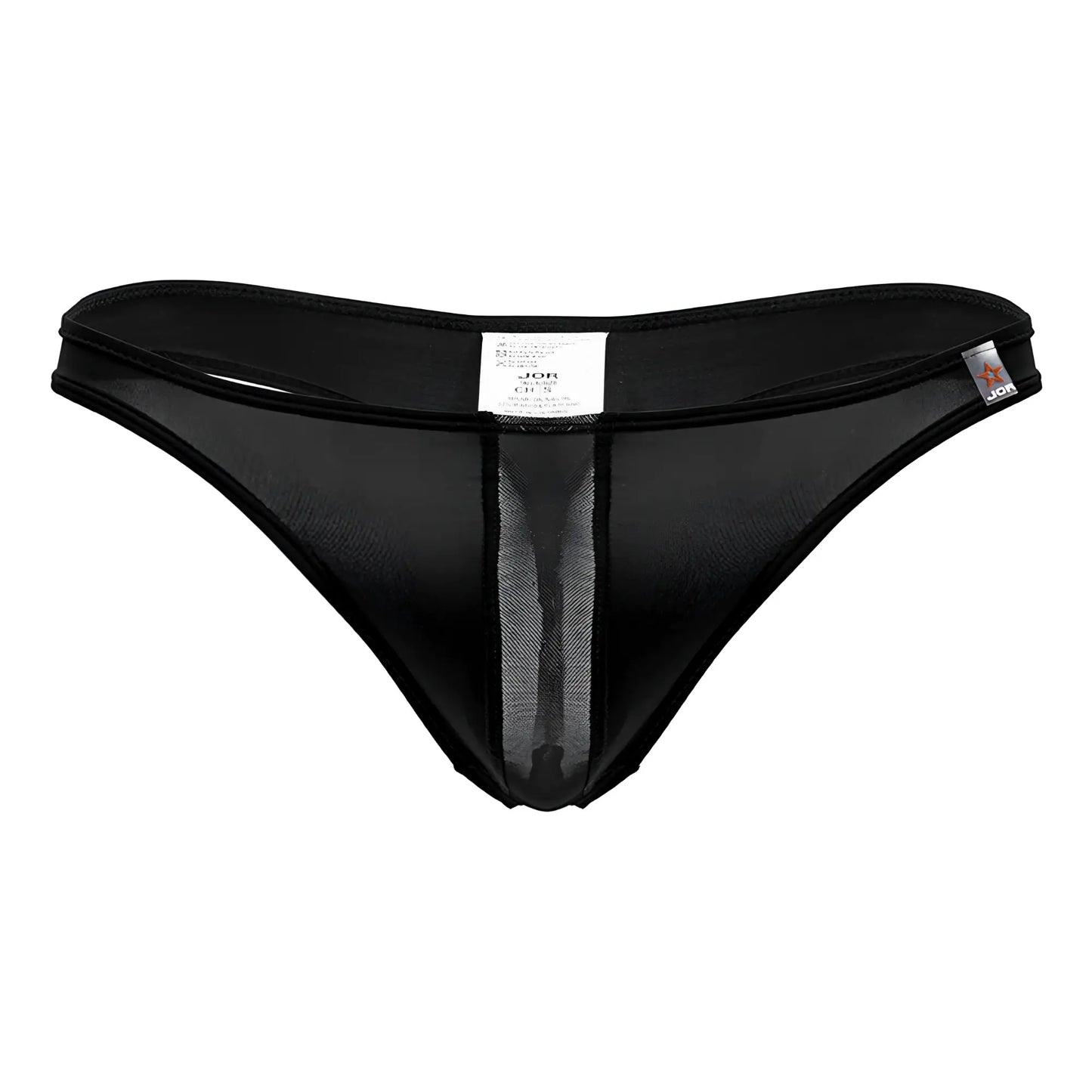 Black jor 2151 apolo thong with sheer mesh panel down the center in black color and lightweight material