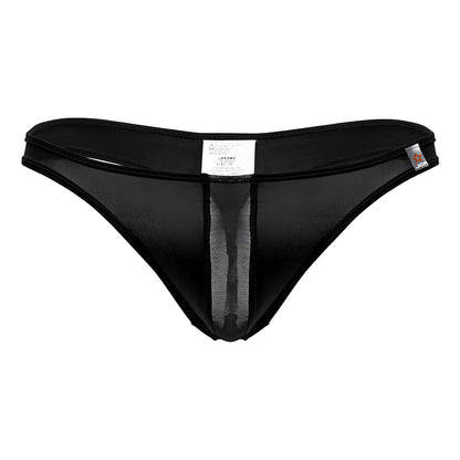 Black jor 2151 apolo thong with sheer mesh panel down the center in black color and lightweight material