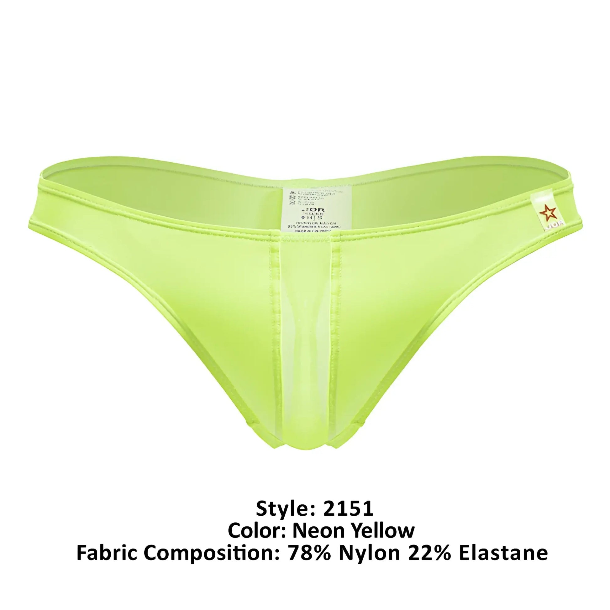 Neon yellow JOR 2151 Apolo thong bikini bottom with sleek form-fitting design made of 78 nylon and 22 elastane