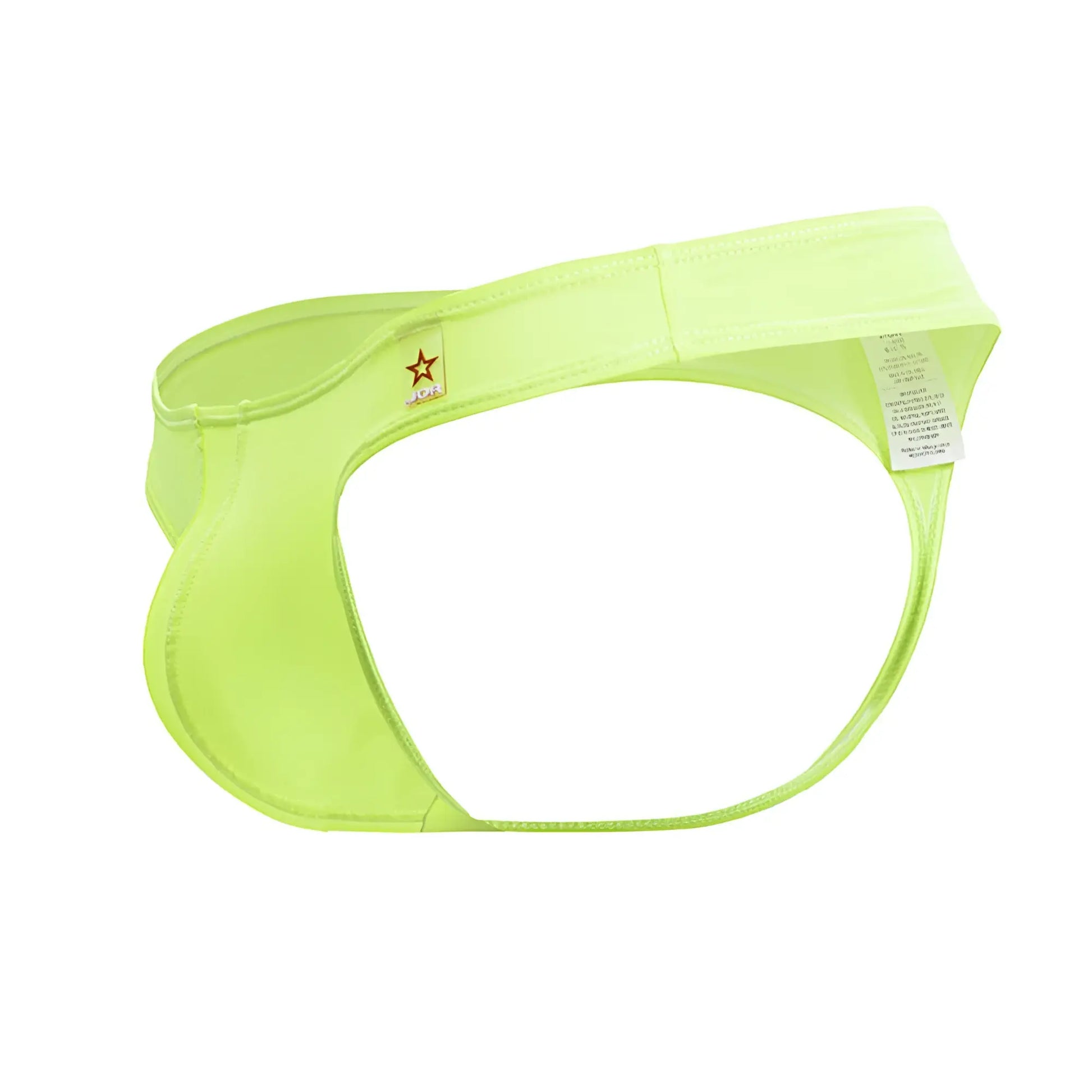 Bright lime green jor 2151 apolo thongs with smooth elastic fabric and star logo on waistband for men