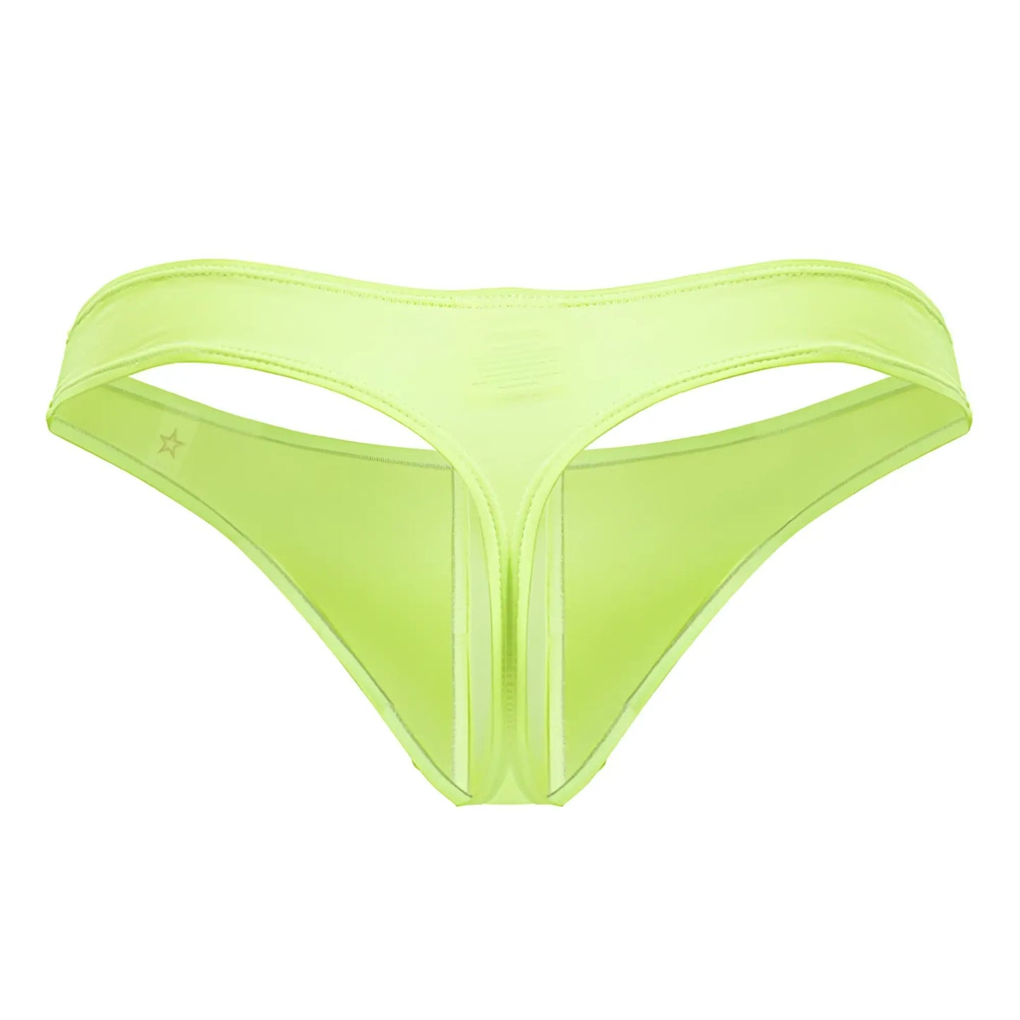 Jor 2151 apolo thong in neon yellow features a vibrant lime green smooth stretchy fabric with sleek minimalist design