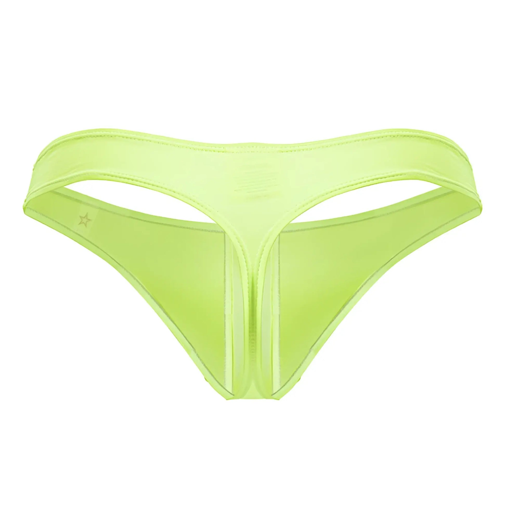 Jor 2151 apolo thong in neon yellow features a vibrant lime green smooth stretchy fabric with sleek minimalist design