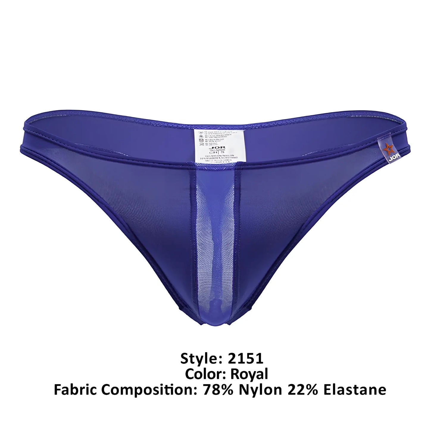 Royal blue sheer mesh thong jor 2151 apolo thongs with solid fabric panel and elasticized waistband