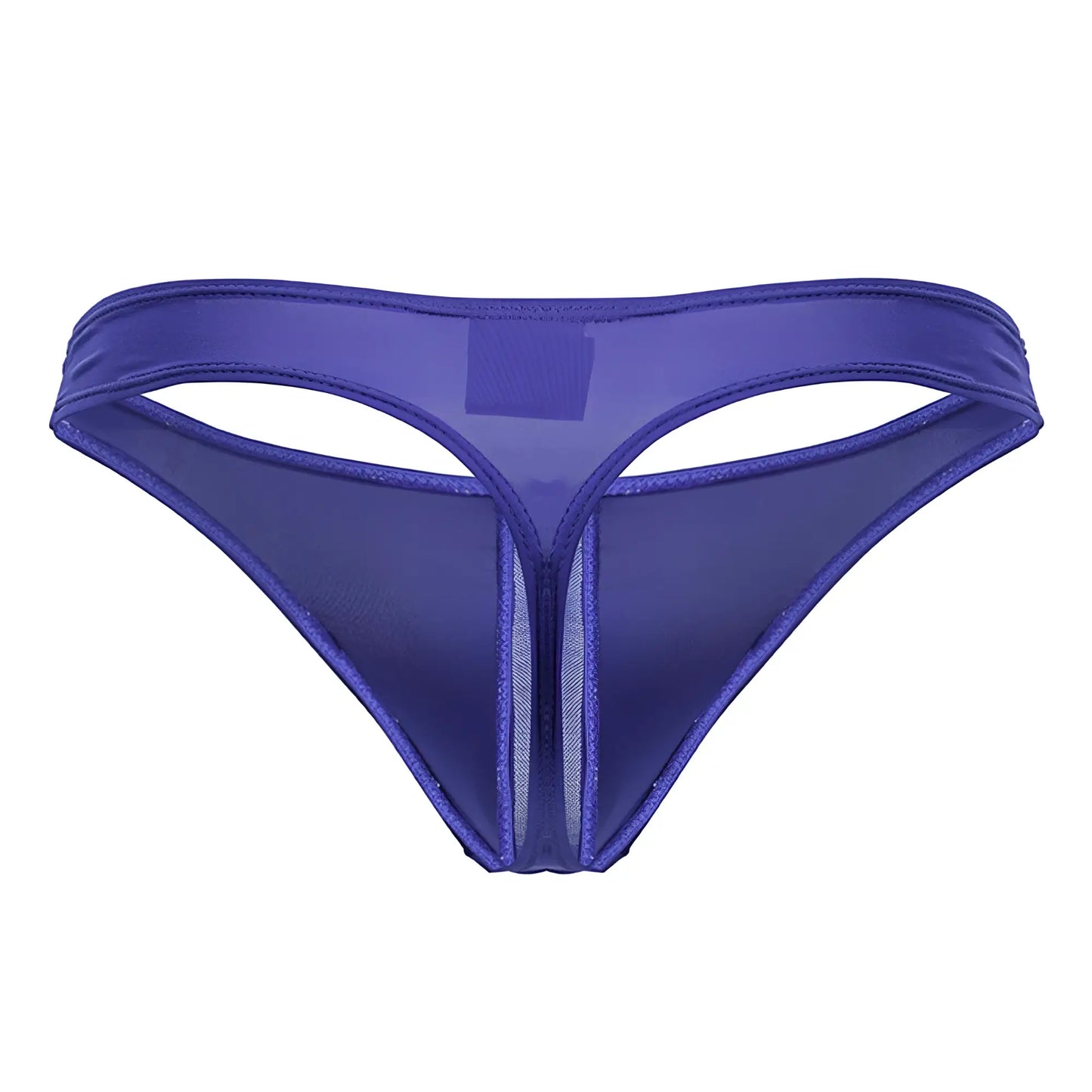 Jor 2151 apolo thongs royal purple sheer mesh thong with central zipper and reinforced edge stitching visible from back
