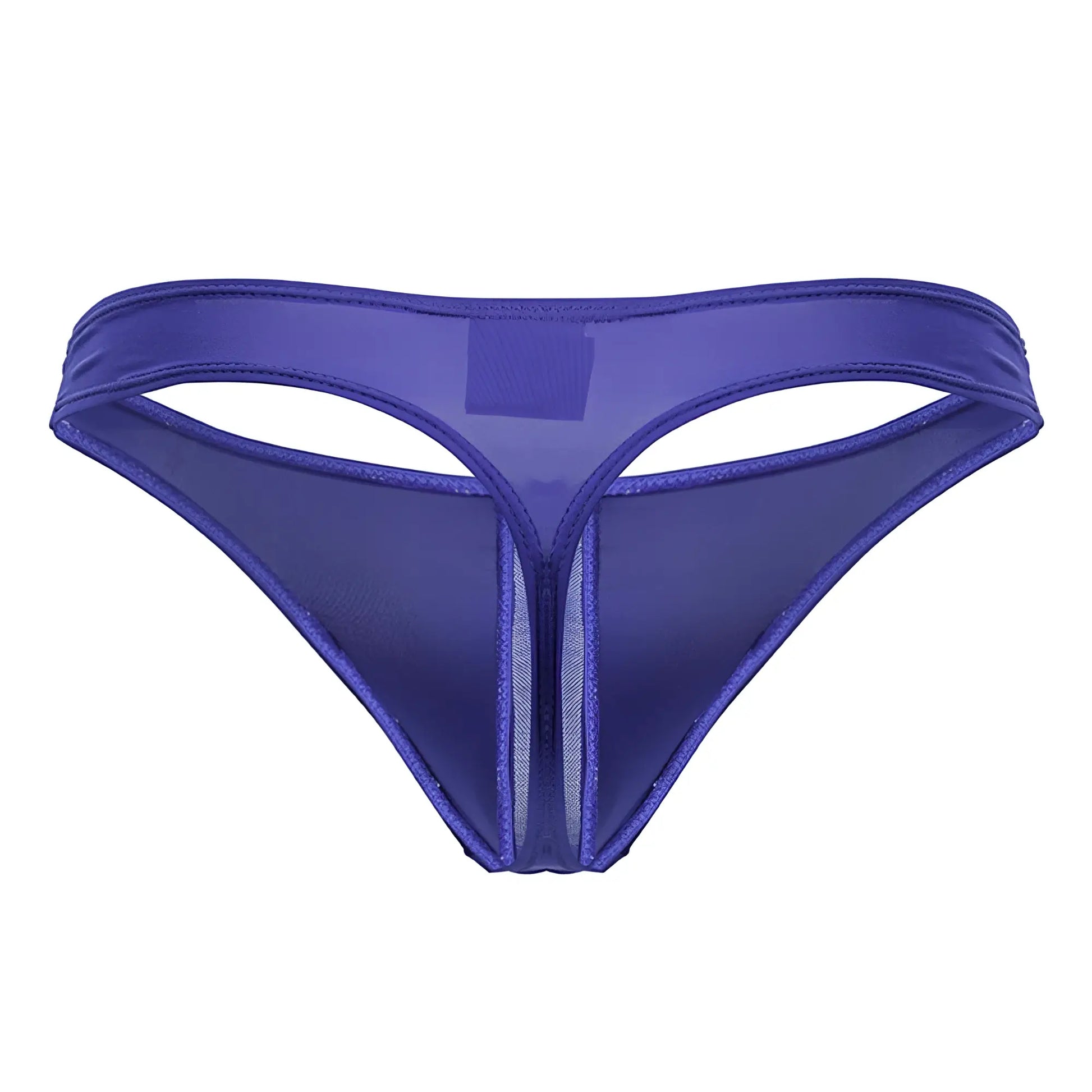 Jor 2151 apolo thongs royal purple sheer mesh thong with central zipper and reinforced edge stitching visible from back