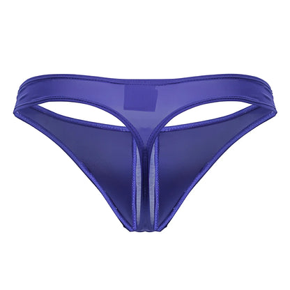 Jor 2151 apolo thongs royal purple sheer mesh thong with central zipper and reinforced edge stitching visible from back