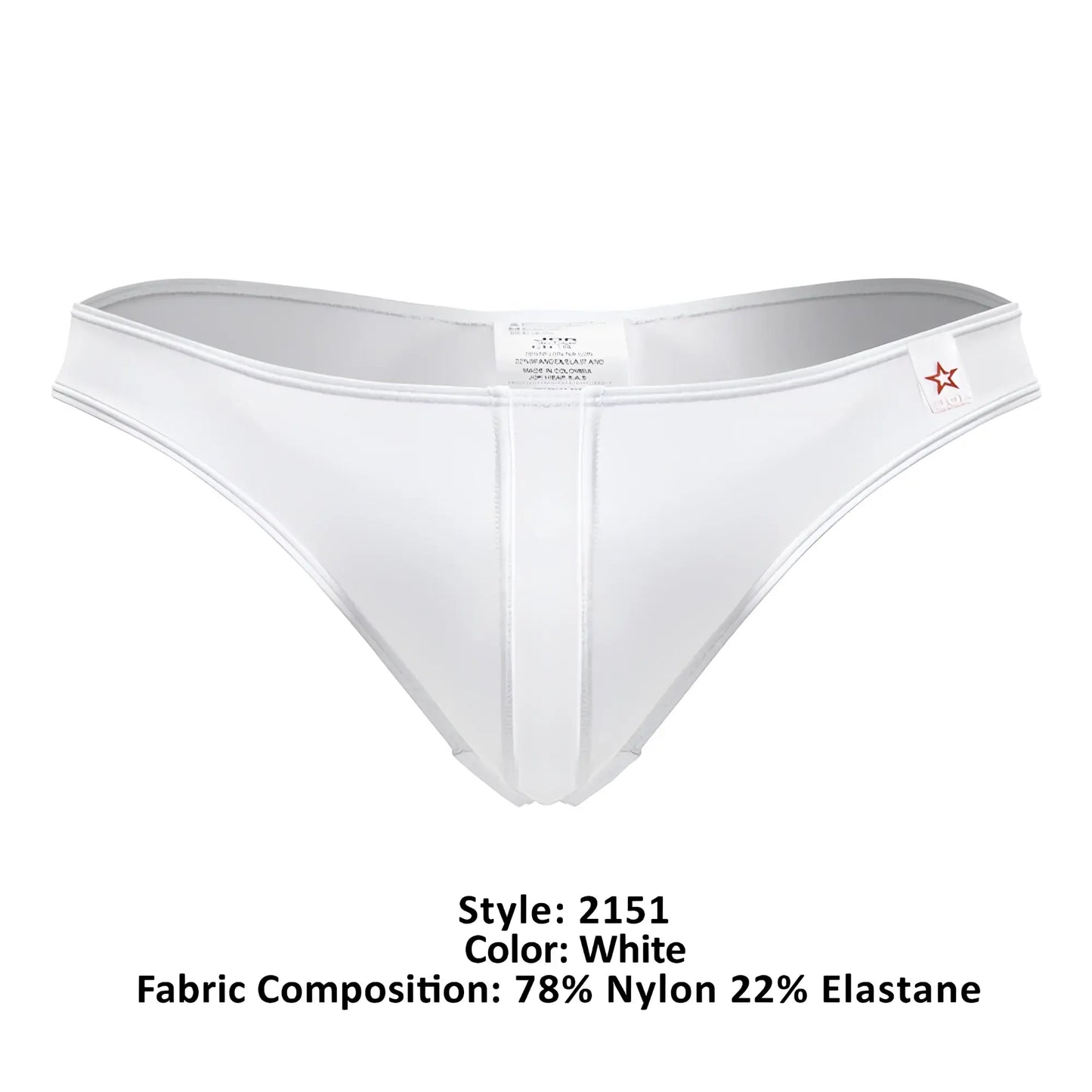 White jor 2151 apolo thongs made of 78% nylon and 22% elastane with sleek design and subtle vertical seams