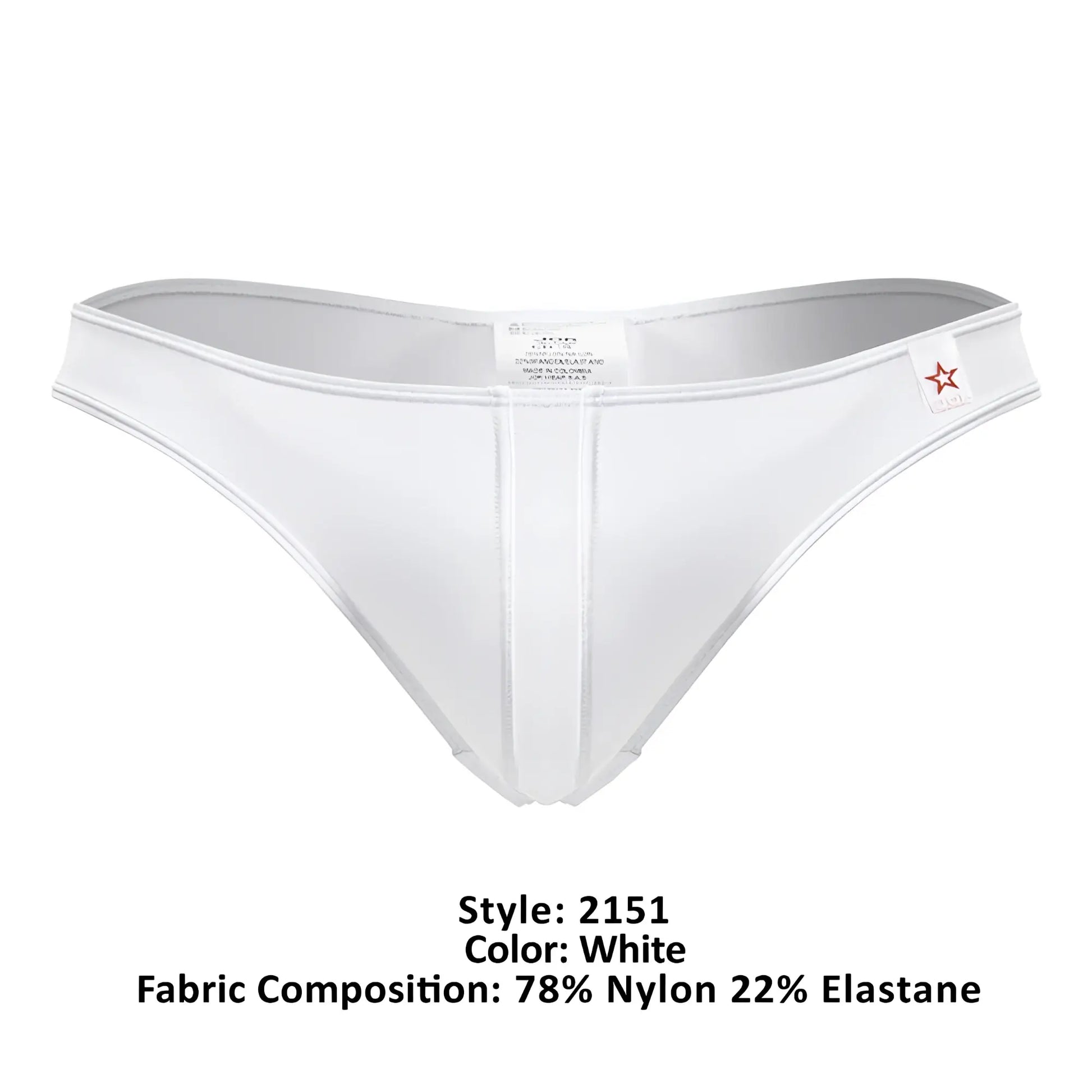 White jor 2151 apolo thongs made of 78% nylon and 22% elastane with sleek design and subtle vertical seams