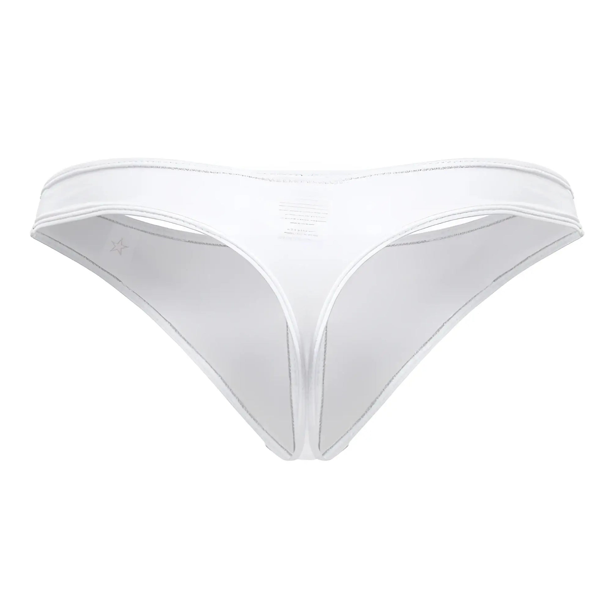 White sheer mesh thong jor 2151 apolo with thin waistband and subtle stitching details shown from the back side
