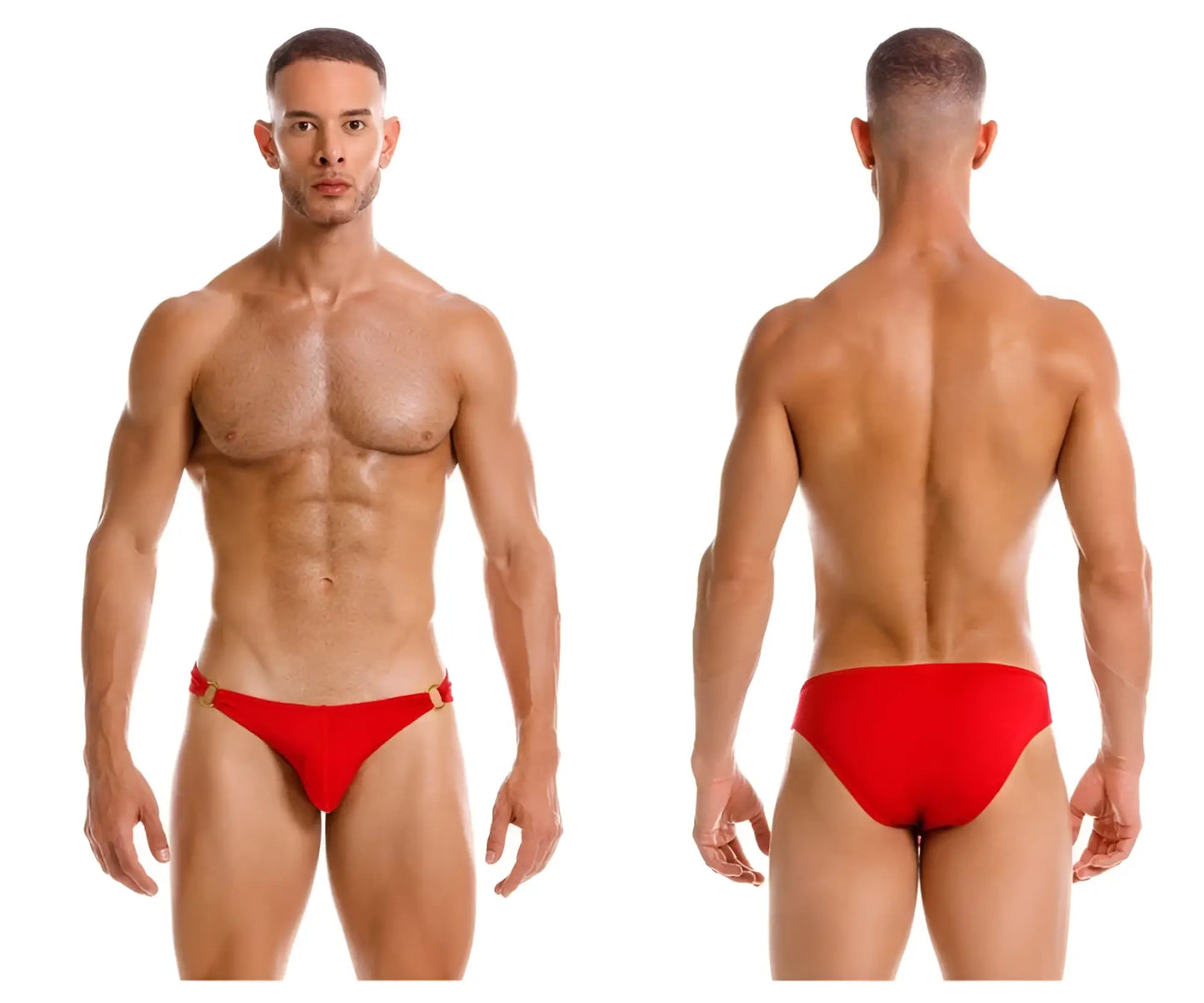 Red men’s swim trunks jor 2152 magnus bikini with gold-tone side straps for stylish beachwear