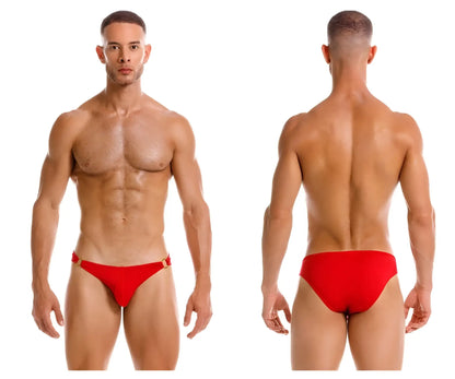 Red men’s swim trunks jor 2152 magnus bikini with gold-tone side straps for stylish beachwear