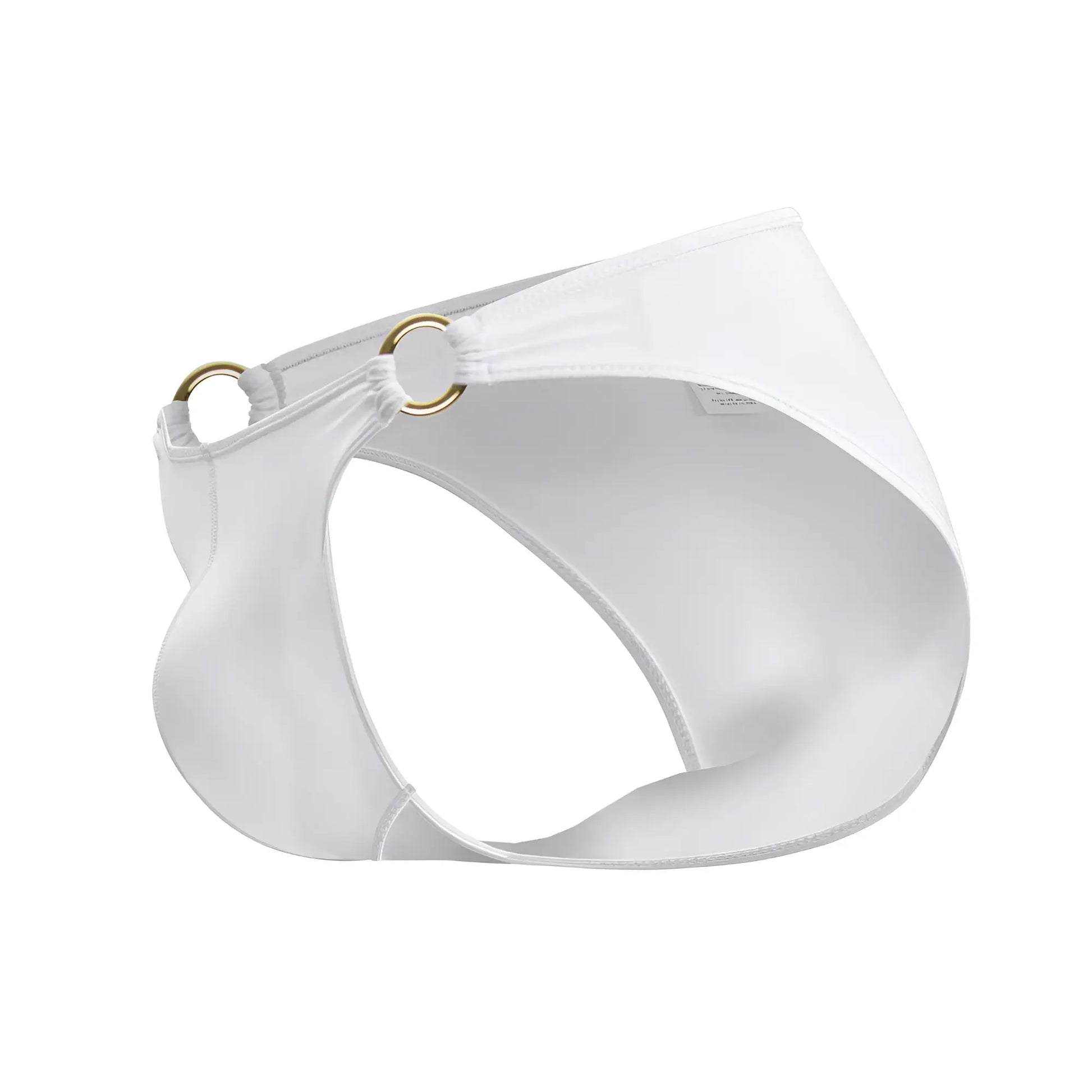 White satin briefs with gold-toned metal rings at the sides from jor 2152 magnus bikini color white collection