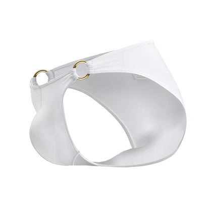 White satin briefs with gold-toned metal rings at the sides from jor 2152 magnus bikini color white collection