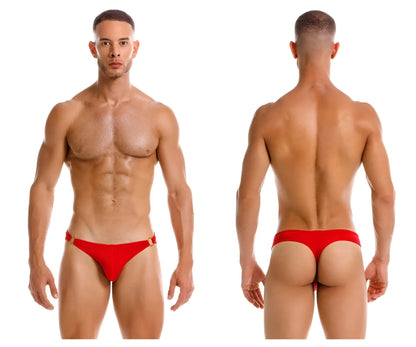 Red thong briefs with gold-tone metal accents from jor 2153 magnus thongs in vibrant red color