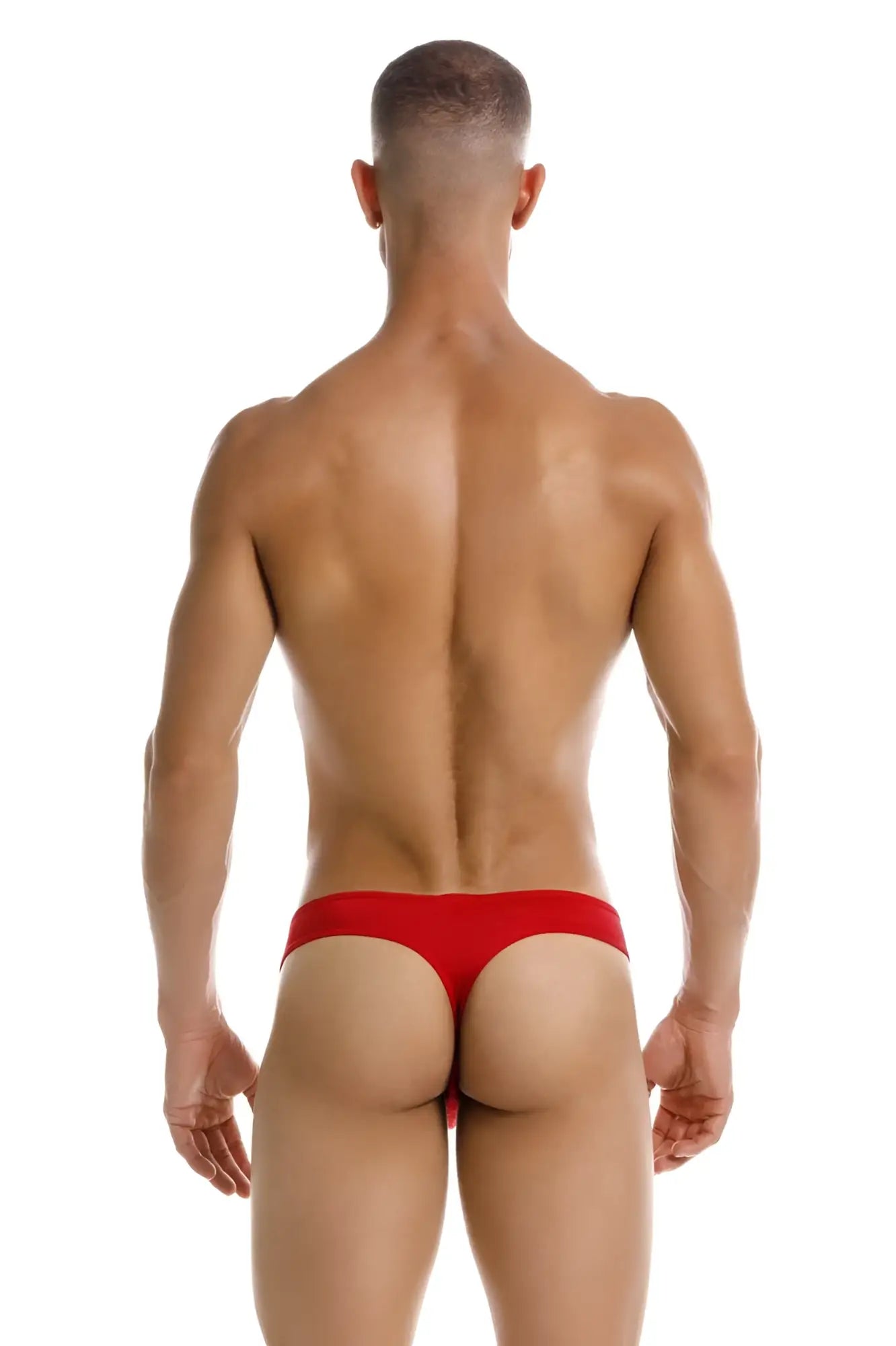 Red jor 2153 magnus thong underwear showing the back side in a form-fitting design