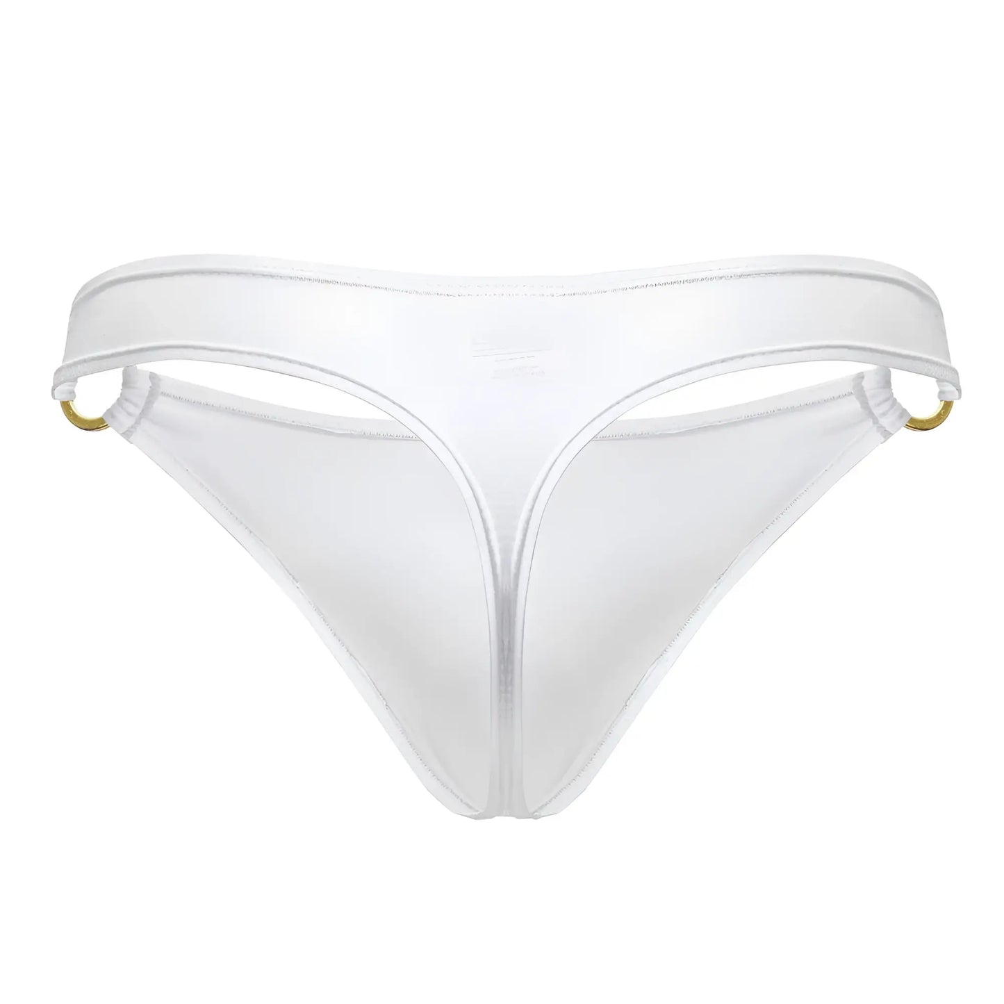 White thong bikini bottom jor 2153 magnus thongs with gold tone metal rings at the sides in white