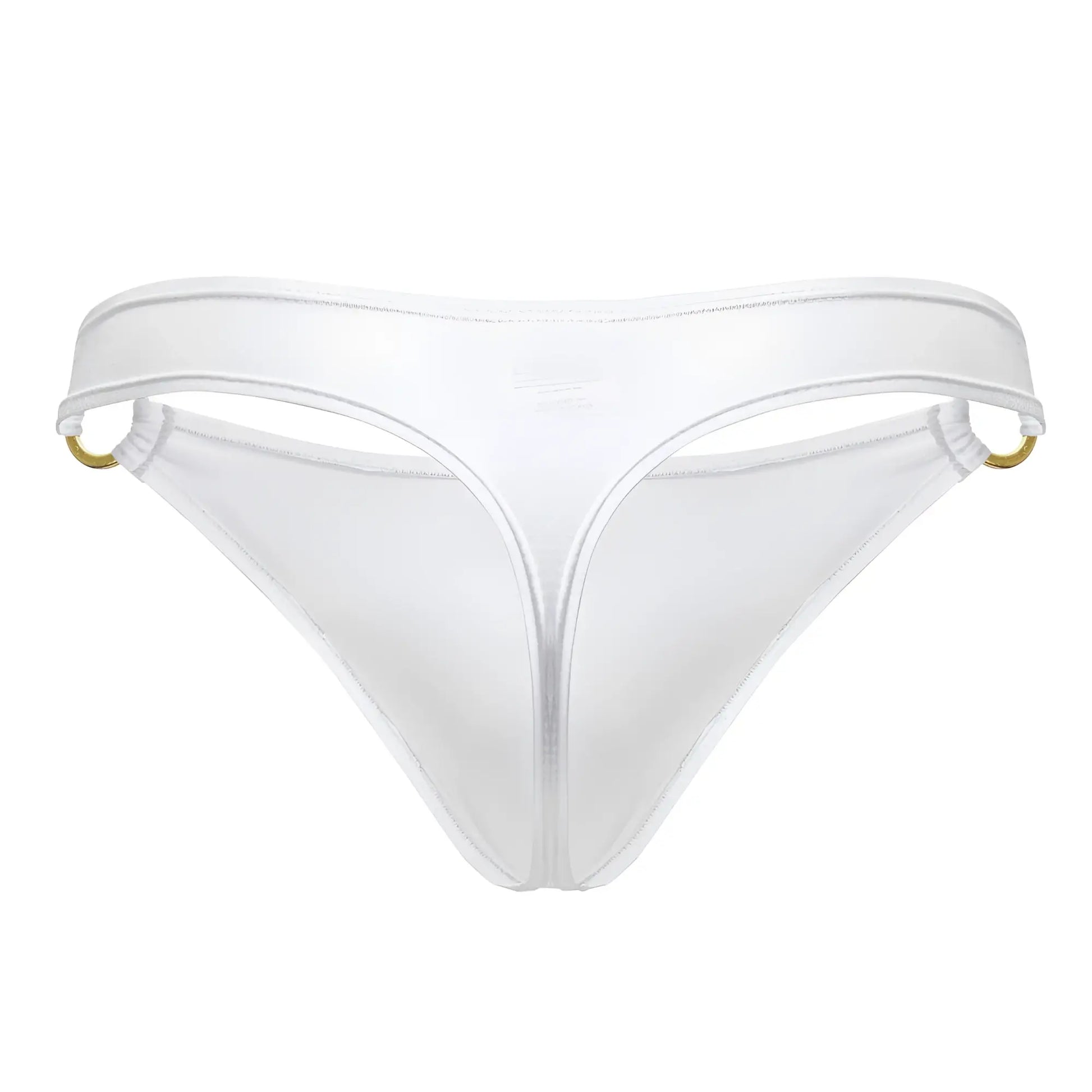 White thong bikini bottom jor 2153 magnus thongs with gold tone metal rings at the sides in white
