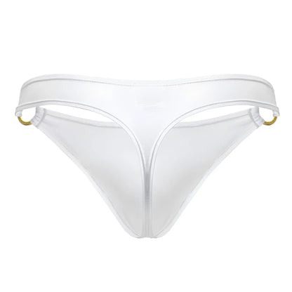 White thong bikini bottom jor 2153 magnus thongs with gold tone metal rings at the sides in white