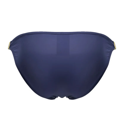 Navy blue eros bikini bottom with gold toned side ties in color petrol for stylish swimwear looks