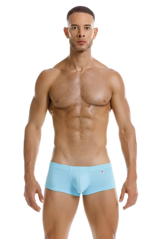 Light blue jor 2166 nova trunks mens briefs with red star logo on waistband made of soft fabric