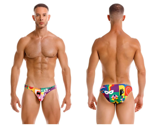 JOR 2171 carnival bikini color printed vibrant multicolored swim trunks with bold graphic designs and playful pattern