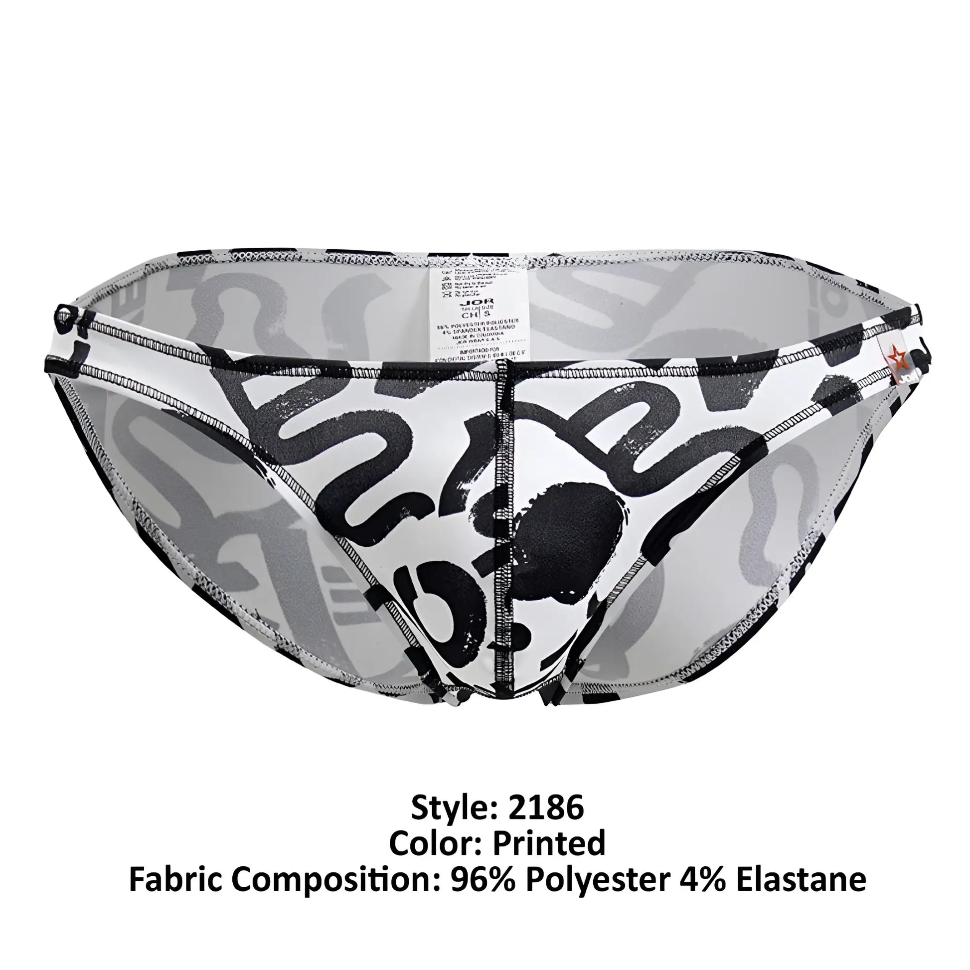Black and white abstract graffiti patterned jor 2186 love bikini color printed men’s briefs made of 96 polyester 4 elastane