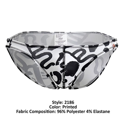 Black and white abstract graffiti patterned jor 2186 love bikini color printed men’s briefs made of 96 polyester 4 elastane