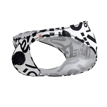 Black and white graphic patterned mens JOR 2186 Love Bikini Color Printed underwear with stretchy form fitting design