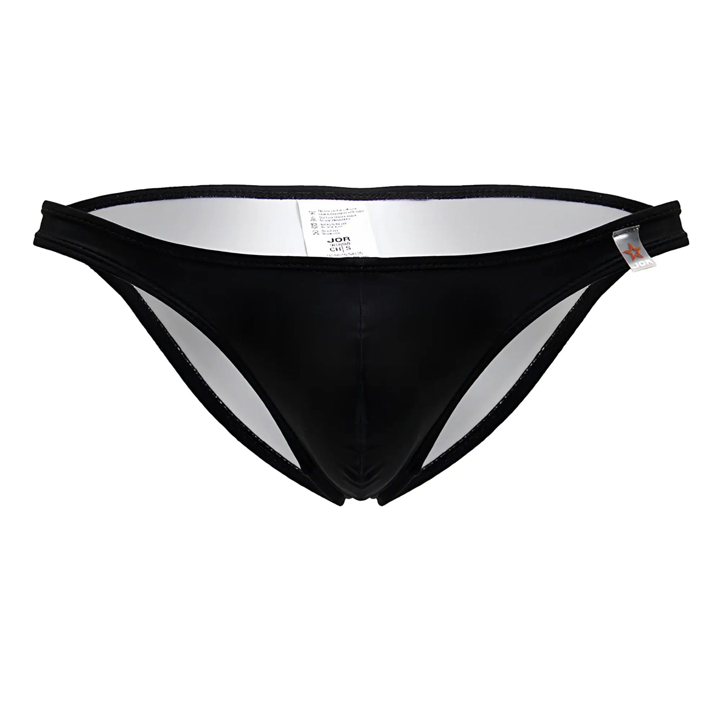 Glossy black jor 2191 travel swim bikini briefs with sleek form fitting design and white inner lining