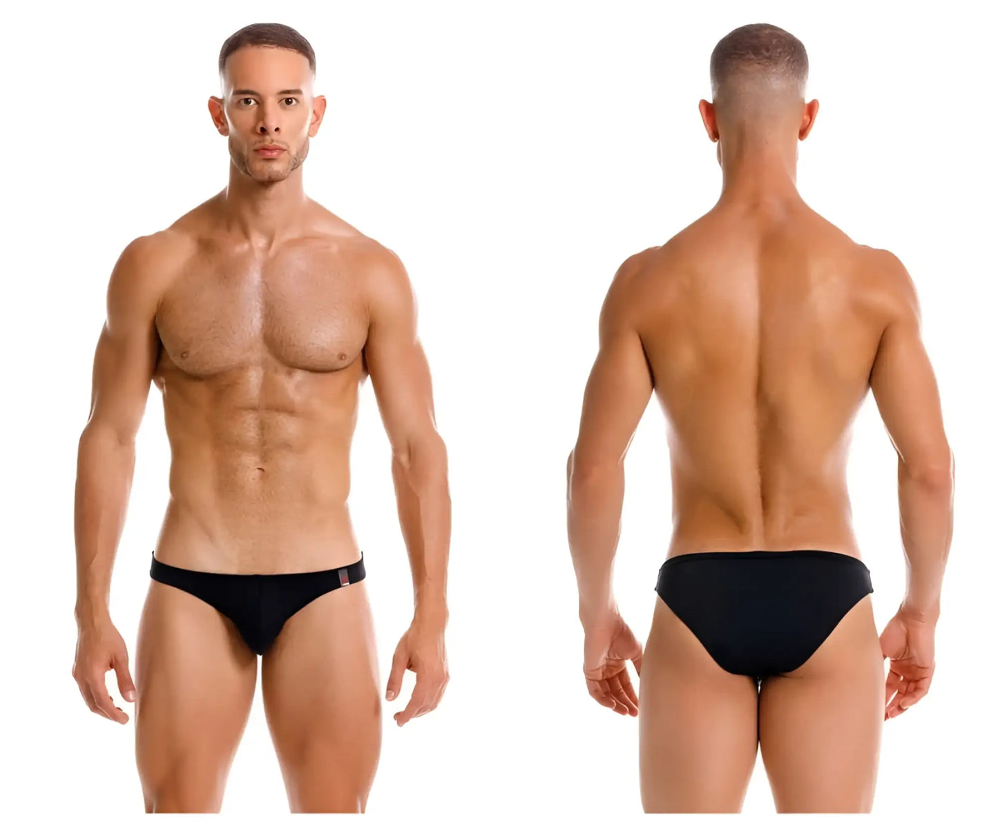 Black jor 2191 travel swim bikini briefs with subtle logo on waistband designed for swimming and travel use